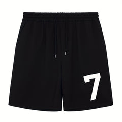 Men's Stretchy Athletic Print Shorts with Drawstring Waist