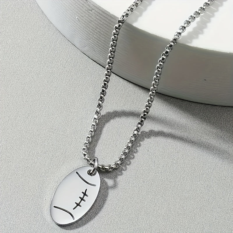 Rugby Men's Stainless Steel Necklace Football Necklace Gift