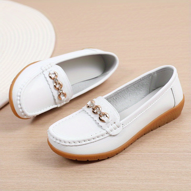 Women's Rhinestone Chain Flat Shoes Slip On Loafers
