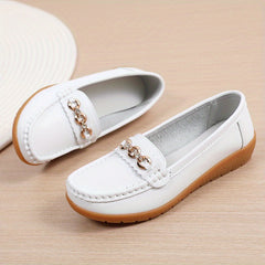 Women's Rhinestone Chain Flat Shoes Slip On Loafers