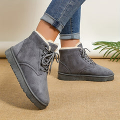 Women's Plush Inner Snow Boots Lace Up Winter Ankle Boots