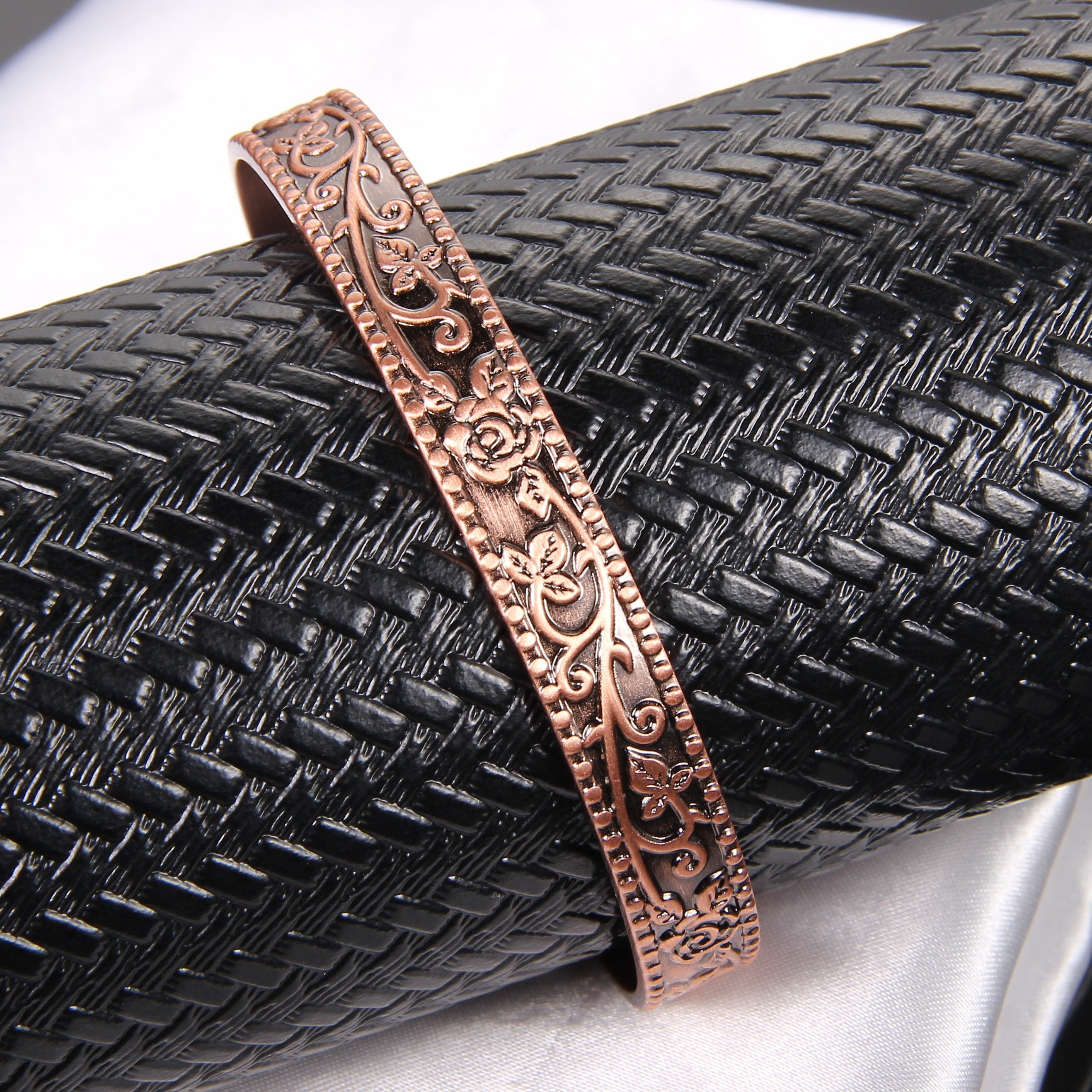 Copper Magnetic Bracelet Rose Flower Style with 6 Magnets