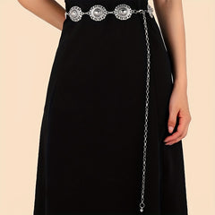 Boho Carved Metal Chain Belt for Women