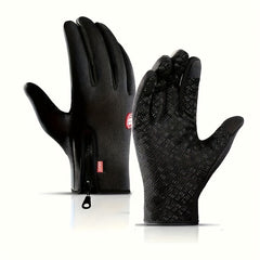Winter Warm Gloves With Zipper Waterproof Touch Screen Windproof Gloves