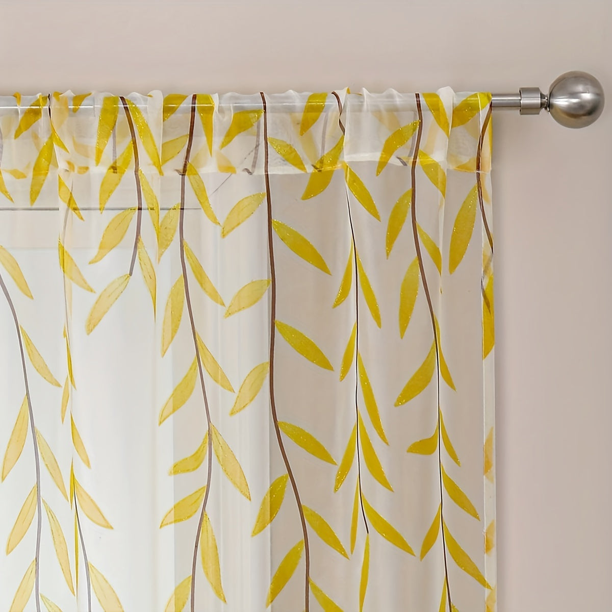 Golden Willow Leaf Stripe Background Cloth Yellow Willow Leaf Mesh Curtain