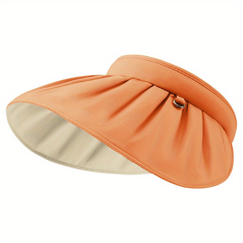 Wide Brim Shell Visor Hat Lightweight Ponytail UV Protection Sun Hat