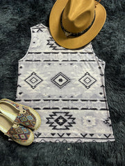 Western Geo Print Tank Top Sleeveless Crew Neck Casual Tops