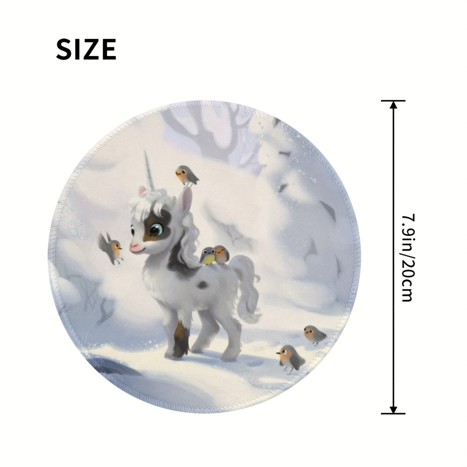 Horned Horse Pattern Round 20x20cm Mousepad