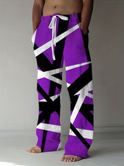Men's Drawstring Wide Leg Pants Beach Pant Pattern Casual Baggy Pants