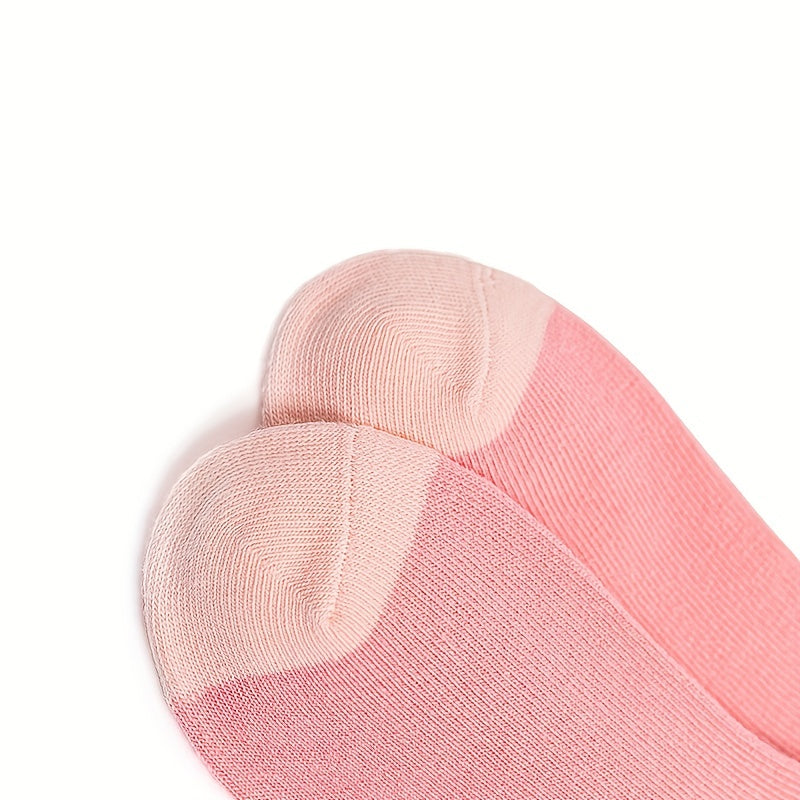 5 Pairs Pink Knee High Socks for Kids 1-12 Years