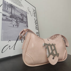 Vintage Eyelet Buckle Baguette Bag for Women Y2K Underarm Purse