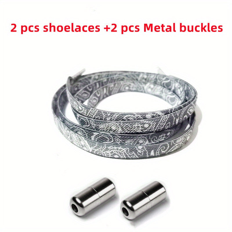 2pcs Colorful No Tie Flat Elastic Shoelaces for Kids & Adults Lazy Shoelaces