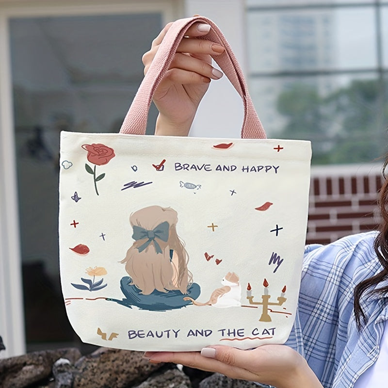 Cartoon Graphic Canvas Lunch Handbag Satchel Bag