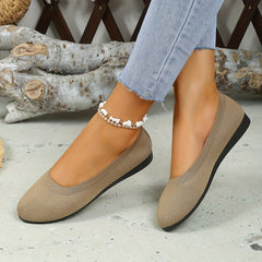 Women's Minimalist Knit Flat Shoes Slip On Low Elastic Ballet Shoes