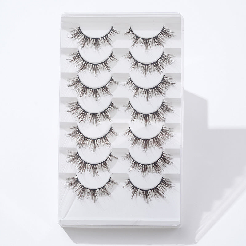 7 Pairs Brown Spiky Manga Lashes Natural Look Cosplay False Eyelashes