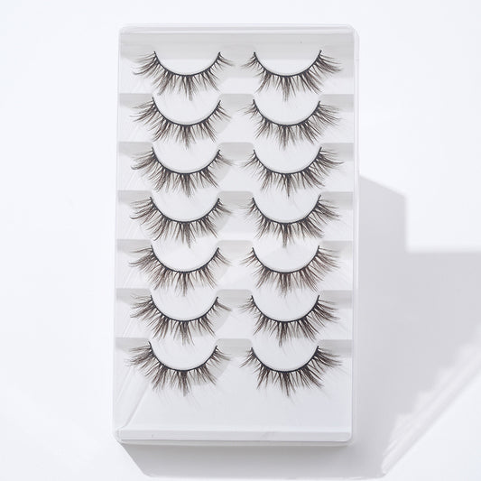 7 Pairs Brown Spiky Manga Lashes Natural Look Cosplay False Eyelashes