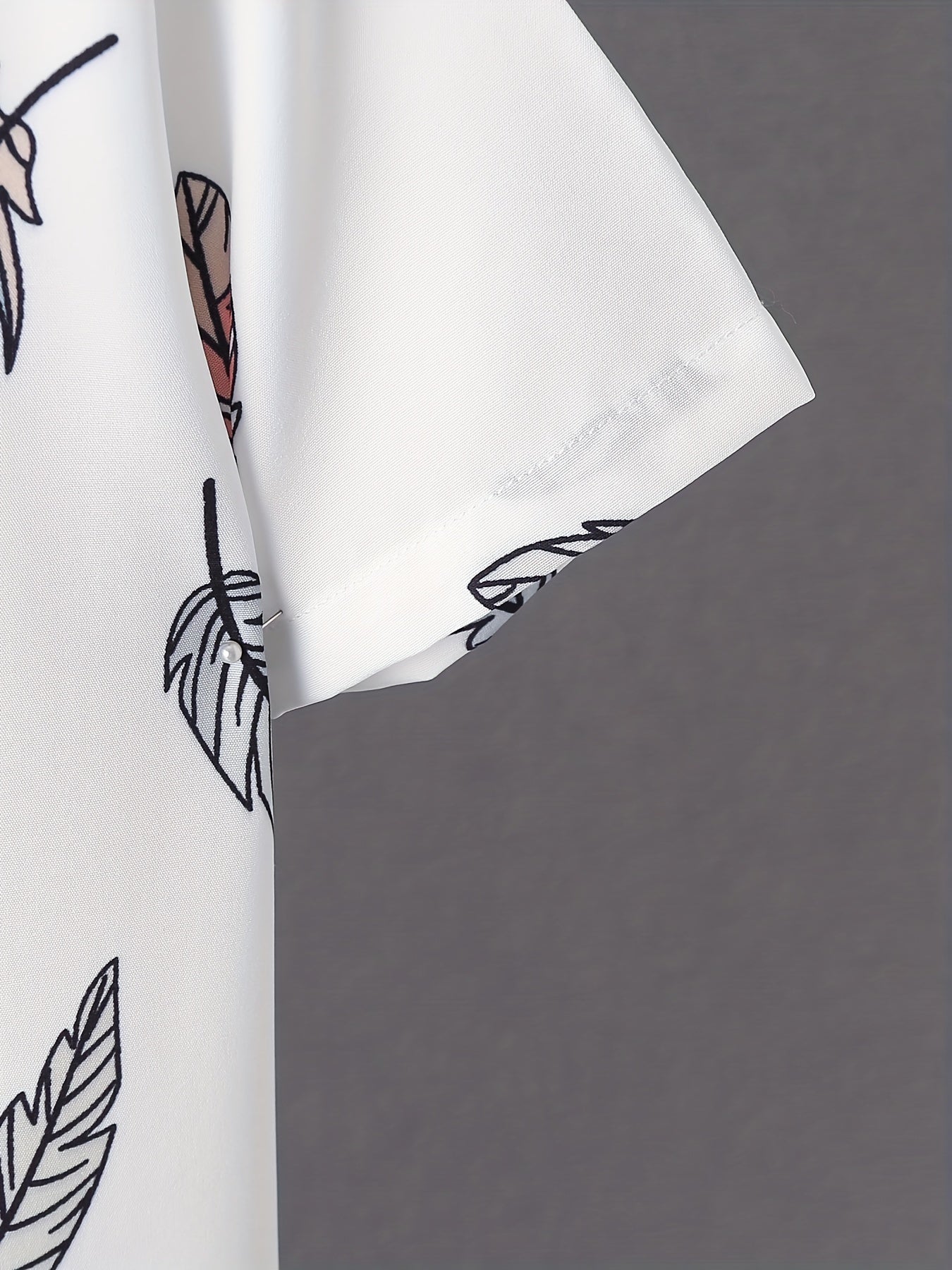 Boys Leaf Print Button Down Shorts Set for Summer