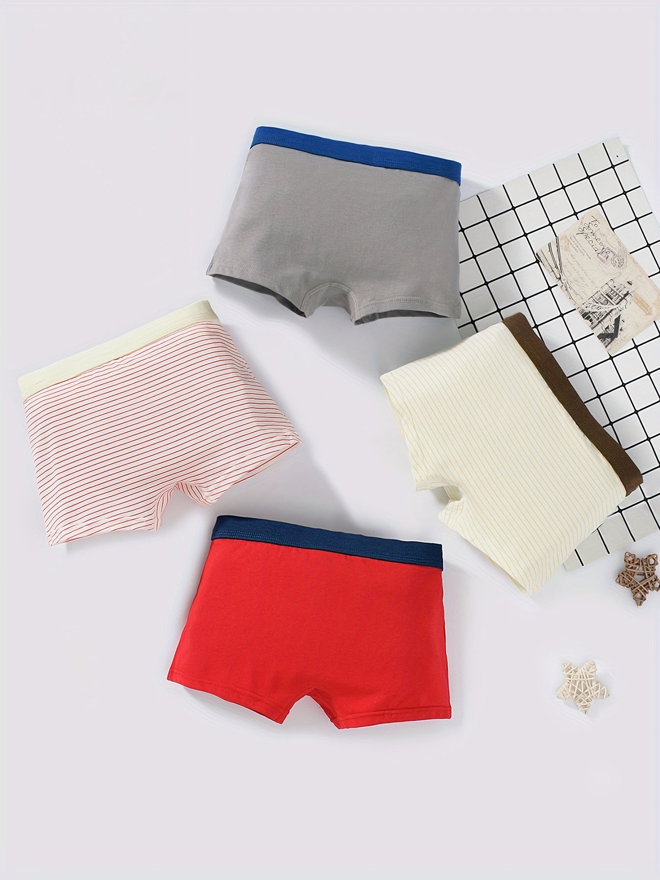 4pcs Boy's Boxer Briefs Cartoon Hero Print Underwear Kids Clothes