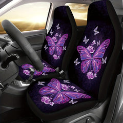Purple Big Butterfly Print Car Seat Cover