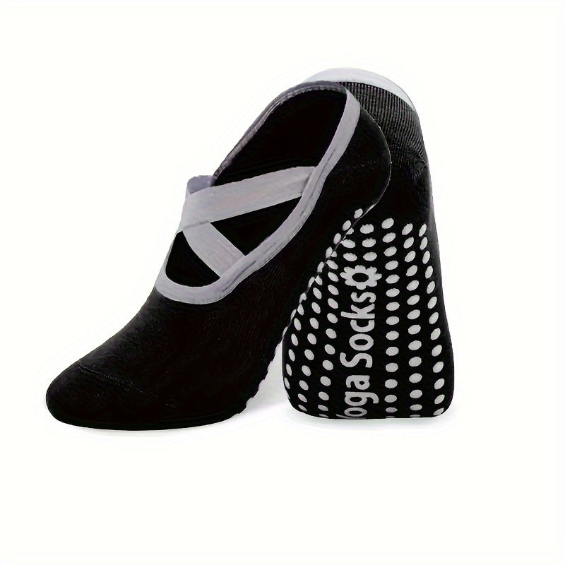 Women's Non Slip Yoga Socks with Extra Grip Cross Strap