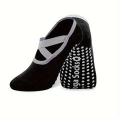 Women's Non Slip Yoga Socks with Extra Grip Cross Strap
