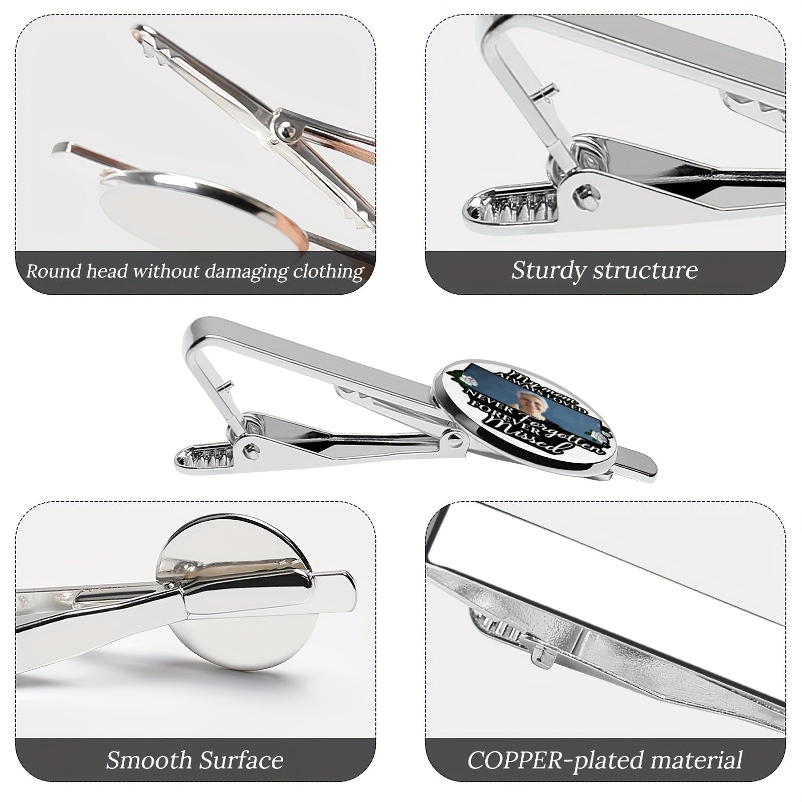 Custom Copper Memorial Tie Clip Set of 2 Personalized Photo Logo for Men