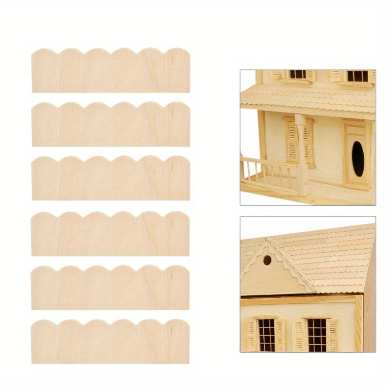 12 Pack Dollhouse Small House Roof Wooden Tiles