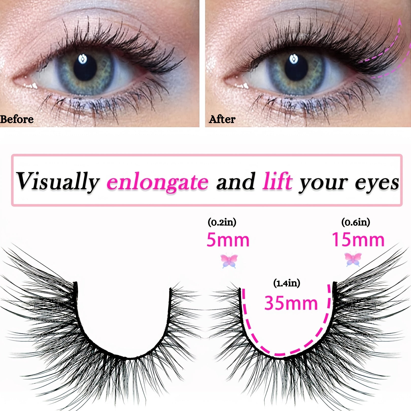 5 Pairs Cat Eye Lashes Sexy Fluffy Faux Mink False Eyelashes