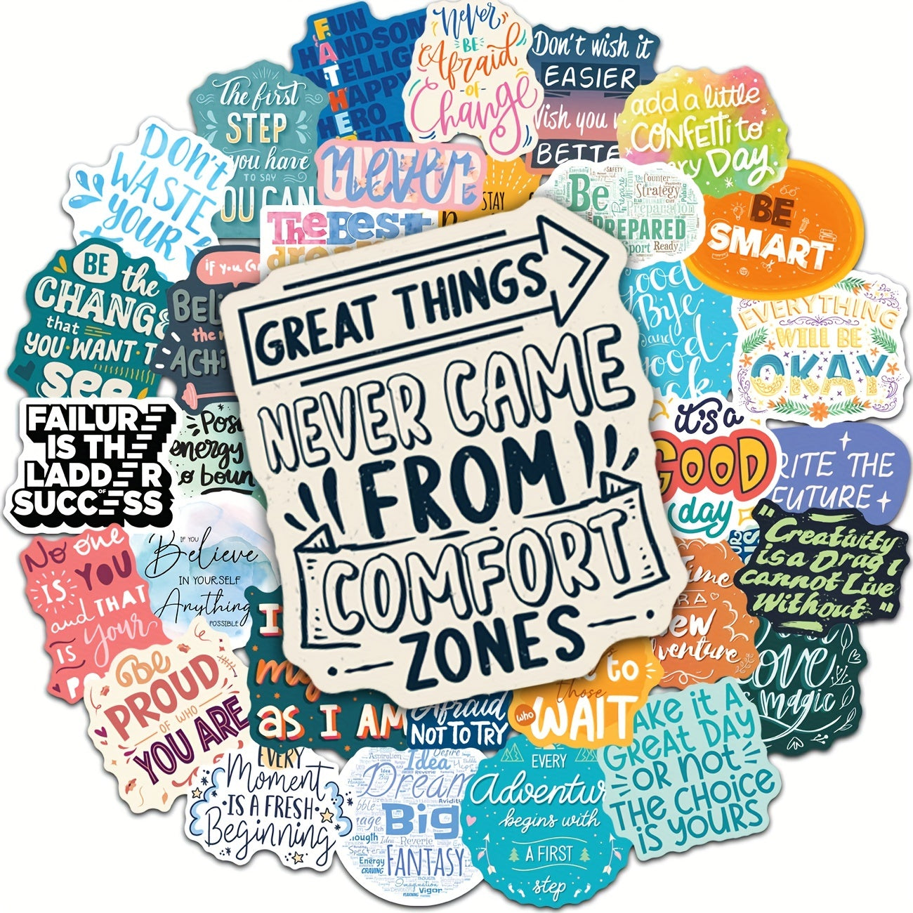 50pcs Inspirational Words Stickers Motivational Quote - Vinyl Sticker