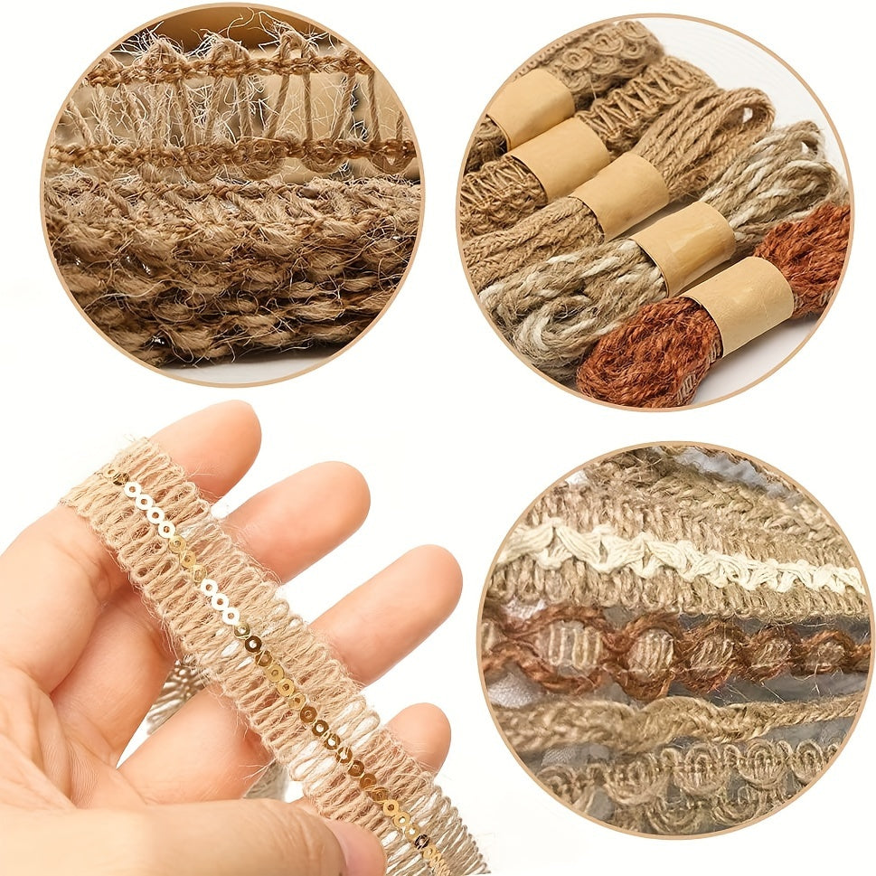 9pcs Jute Ribbons Lace Craft Ribbon 18 Meters For Crafts Wraping Party Holiday