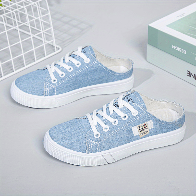 Women's Lace-Up Canvas Mule Sneakers