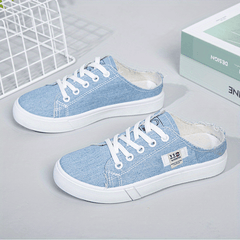 Women's Lace-Up Canvas Mule Sneakers