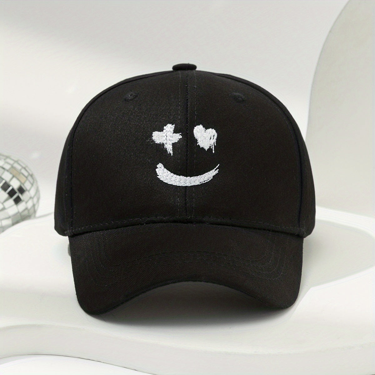 Smiling Face Embroidery Baseball Cap Unisex Hip Hop Sun Hat Adjustable