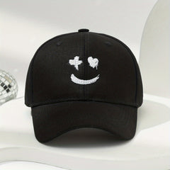 Smiling Face Embroidery Baseball Cap Unisex Hip Hop Sun Hat Adjustable