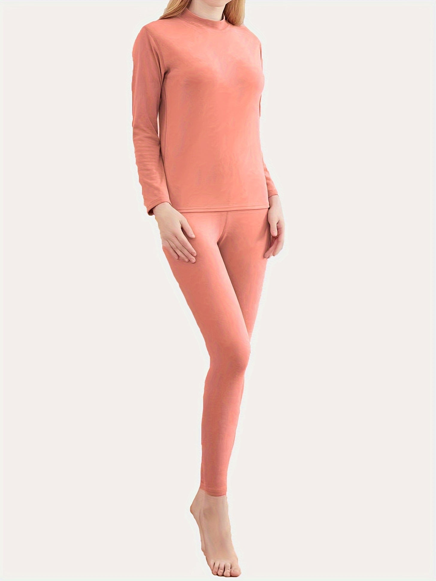Women's Thermal Underwear Set Long Sleeve Crew Neck Tops & Pants