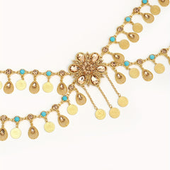 Flowers Pattern Metal Waist Chain Charm Bohemian Belt For Girls Children