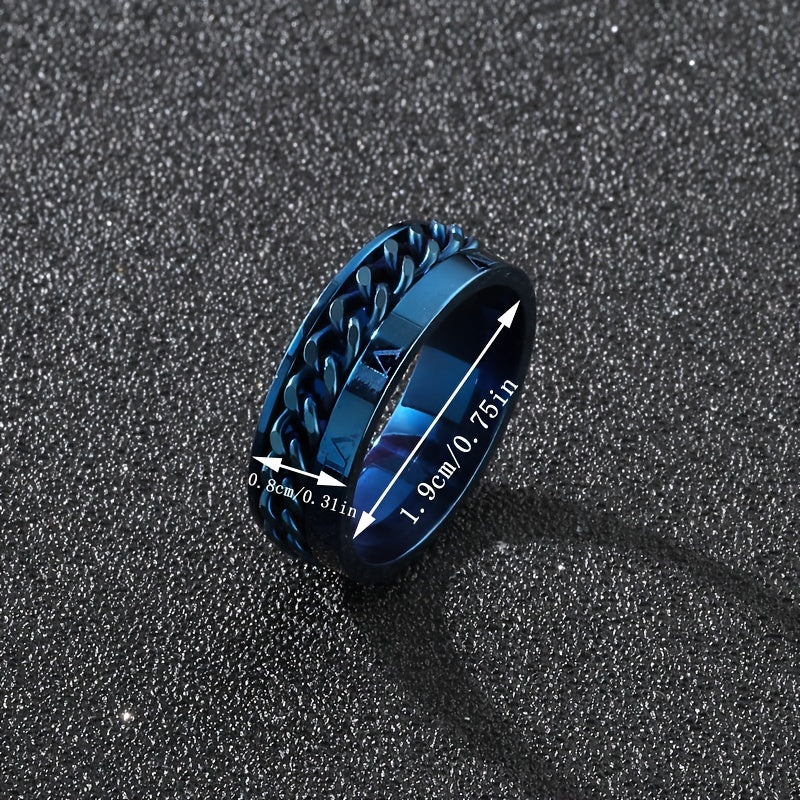 Men's Rotatable Roman Numeral Band Ring