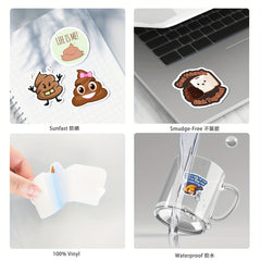 60pcs Cartoon Prank Toilet Expression Stickers Waterproof Vinyl Stickers
