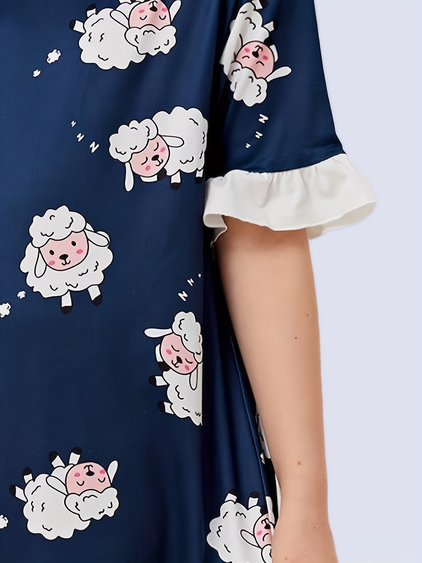 Sheep Print PJ Ruffle Nightgown for Girls