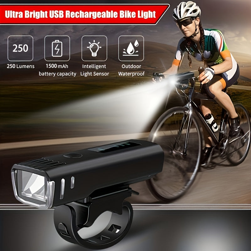 USB Rechargeable Bike Light Powerful Front Headlight 4 Light Modes