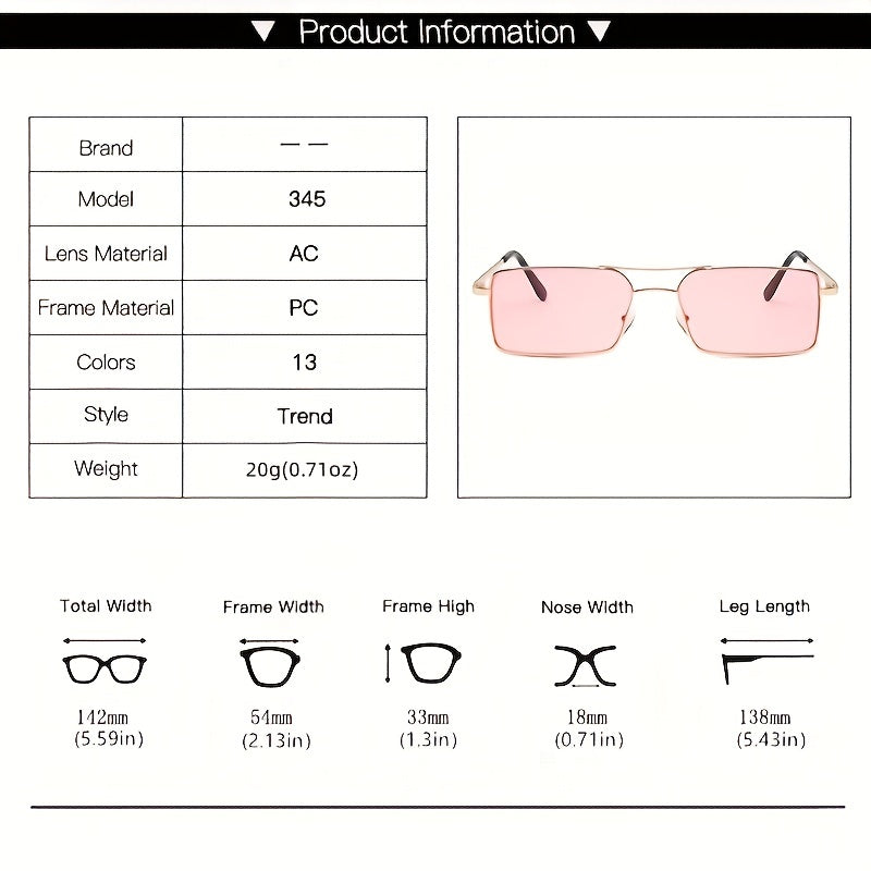 Red Lens Vintage Punk Sunglasses Rectangle Metal Shades Glasses