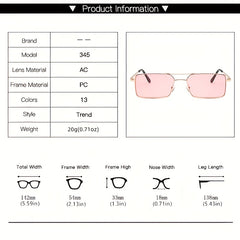 Red Lens Vintage Punk Sunglasses Rectangle Metal Shades Glasses