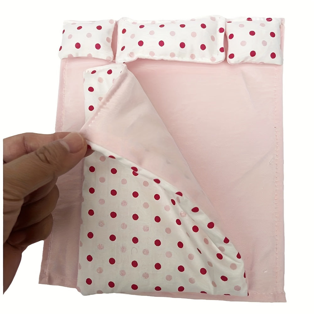 5pcs Dollhouse Bedding Set Quilt Sheets Pillow Covers & Pillows DIY Decor