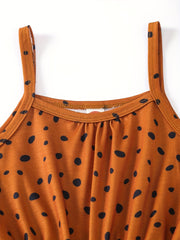 Girls Polka Dot Cami Jumpsuit Romper Playsuit Elastic Waist