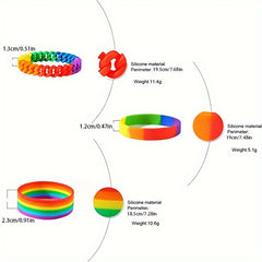 Rainbow Sports Silicone Bracelet Stretch Rubber Wristband
