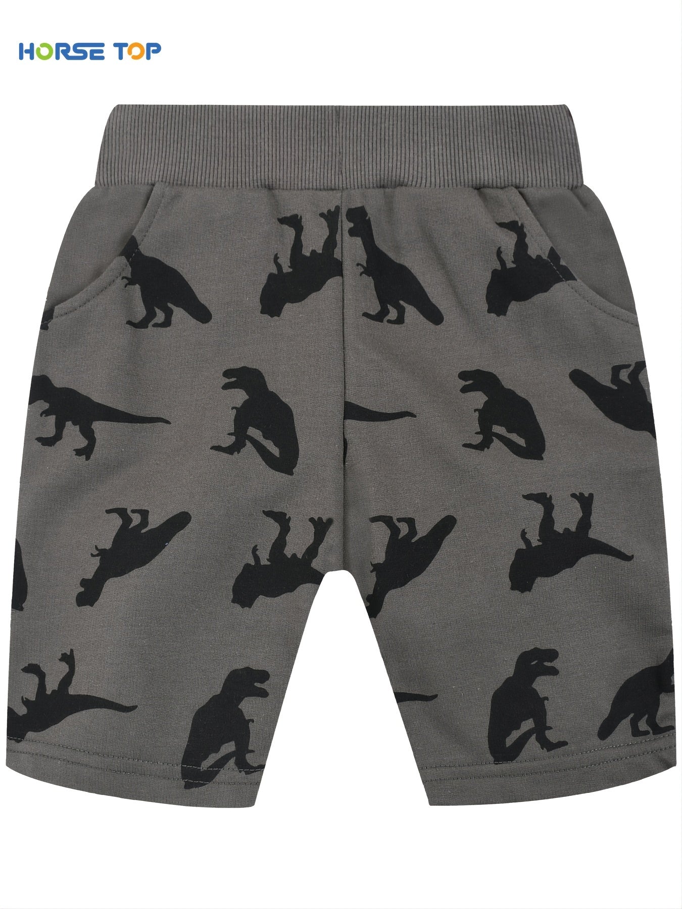 Boys Dinosaur Print Elastic Waist Casual Loose Pockets Shorts