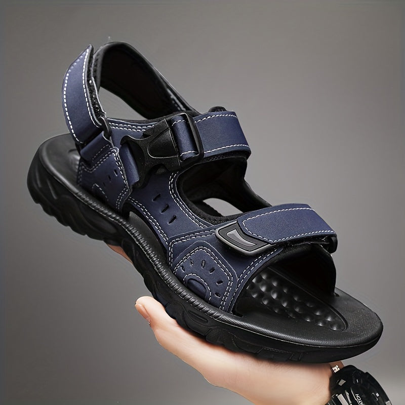 Men's Open Toe Hook And Loop Sandals Non Slip Beach Shoes Summer