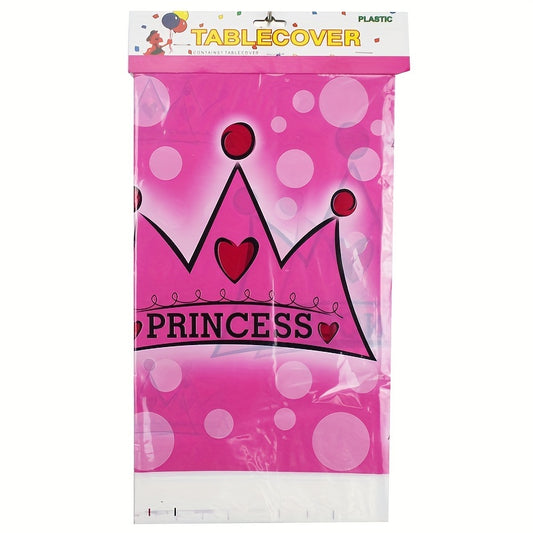 Kids' Birthday Party Tablecloth Crown Happy Birthday Print