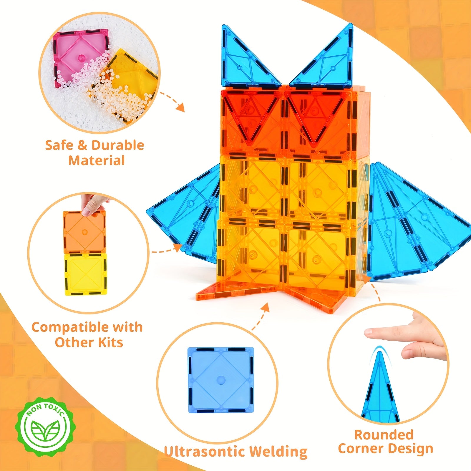 Magnetic Tiles for Kids 71pcs Building Blocks STME Toys Magnets Educational Toys
