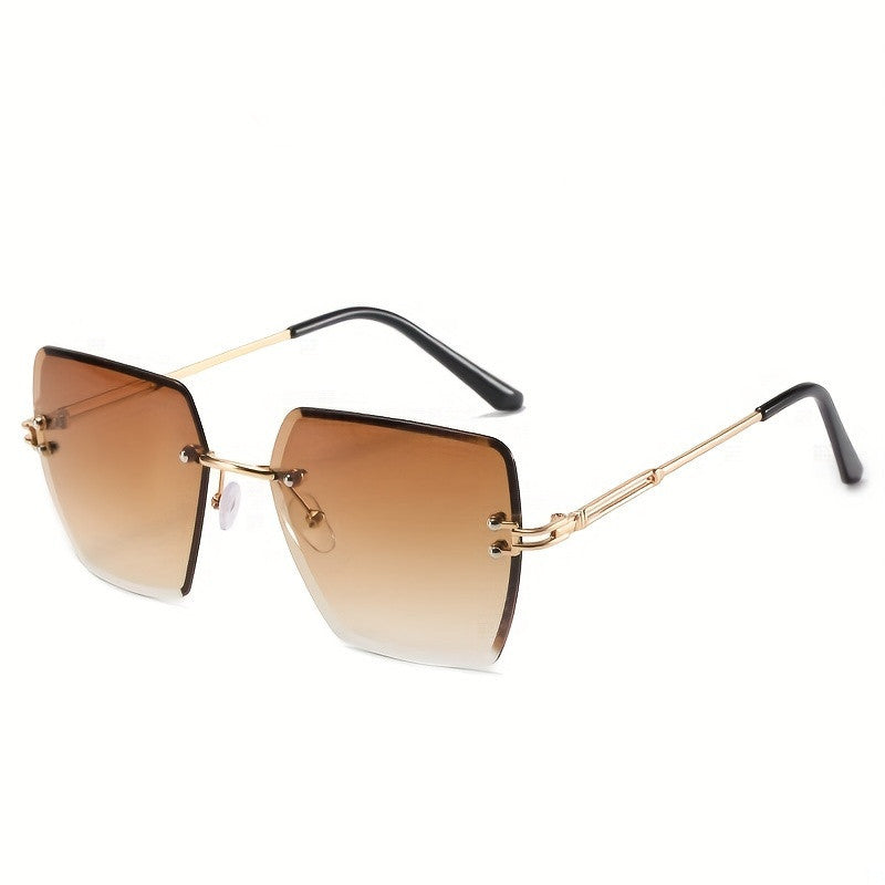 Rimless Square Sunglasses UV400 Sun Shades for Women Men
